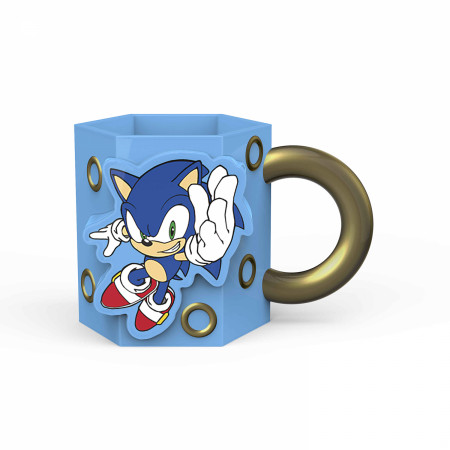 Sonic The Hedgehog Rings 16oz Sculpted Ceramic Mug - SuperHeroStuff